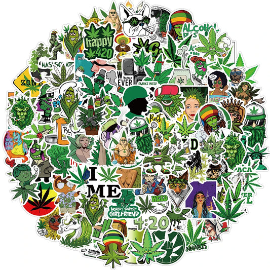 100pcs Weed Cannabis Lifestyle Stickers